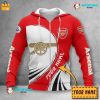 Arsenal FC Individueller Name Rot Weiß Die Kanoniere Reißverschluss-Hoodie