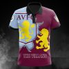 Aston Villa FC Die Villans Rotwein Blau Polo Hemd