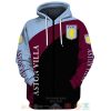 Aston Villa FC Rotwein Blau Schwarz Reißverschluss-Hoodie