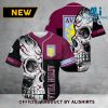 Aston Villa FC Schwarz Rotwein Schädel Baseball Trikot