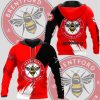 Brentford FC Rot Schwarz Reißverschluss-Hoodie