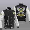 Leeds United One Team One Life One Love Schwarz Collegejacke