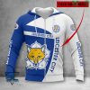 Leicester City FC Weiß Blau Individueller Name Reißverschluss-Hoodie