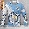 Manchester City Weiß Blau Besonders Reißverschluss-Hoodie