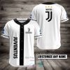 Juventus FC Individueller Name Weiß Schwarz Baseball Trikot