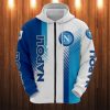 SSC Napoli Weiß Blau Licht Blau Reißverschluss-Hoodie