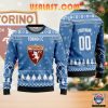 Torino FC Individueller Name Nummer Blau Ausführung Hässlich Weihnachtspullover