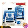 AJ Auxerre Individueller Name Nummer Weiß Blau Hässliches Weihnachten Sweater