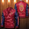 AS Monaco Rot Dunkel Blau Leder Bomberjacke
