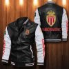 AS Monaco Schwarz Weiß Leder Bomberjacke