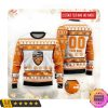 FC Lorient Individueller Name Nummer Weiß Orange Hässliches Weihnachten Sweater