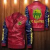 FC Nantes Rot Dunkel Blau Leder Bomberjacke