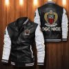 OGC Nice Schwarz Weiß Leder Bomberjacke