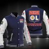 Olympique Lyon Blau Weiß Baseball Jacke