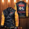 Olympique Lyon Schwarz Gelb Leder Bomberjacke