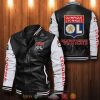 Olympique Lyon Schwarz Und Weiß Leder Bomberjacke
