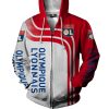 Olympique Lyon Weiß Rot Reißverschluss-Hoodie