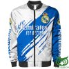 Real Madrid Hawaiianischer Stil Blau Weiß Bomberjacke
