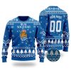 Real Sociedad Individueller Name Nummer Blau Hässliches Weihnachten Sweater