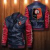 Stade Rennais FC Dunkel Blau Rot Leder Bomberjacke