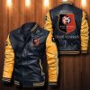 Stade Rennais FC Schwarz Gelb Leder Bomberjacke