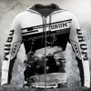 Music Lover – Drums Black White Reißverschluss-Hoodie