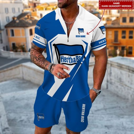Hertha BSC Individueller Name Neue Edition Zip-Polo und Sportshorts