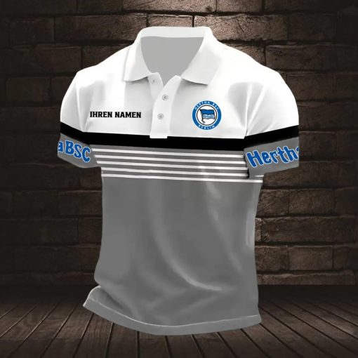 Hertha BSC Individueller Name Neuer Stil Gestreiftes Poloshirt Hertha BSC Individueller Name Neuer Stil Gestreiftes Poloshirt