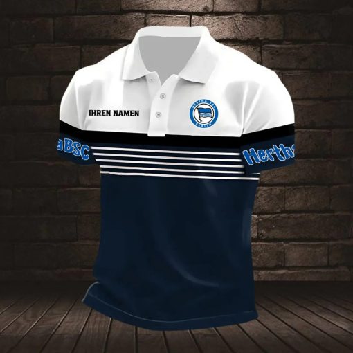 Hertha BSC Individueller Name Neuer Stil Gestreiftes Poloshirt Hertha BSC Individueller Name Neuer Stil Gestreiftes Poloshirt