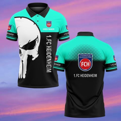 1. FC Heidenheim Individueller Name Premium Ausgabe Totenkopf Polo Hemd 1. FC Heidenheim Individueller Name Premium Ausgabe Totenkopf Polo Hemd