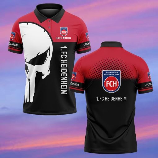 1. FC Heidenheim Individueller Name Premium Ausgabe Totenkopf Polo Hemd 1. FC Heidenheim Individueller Name Premium Ausgabe Totenkopf Polo Hemd