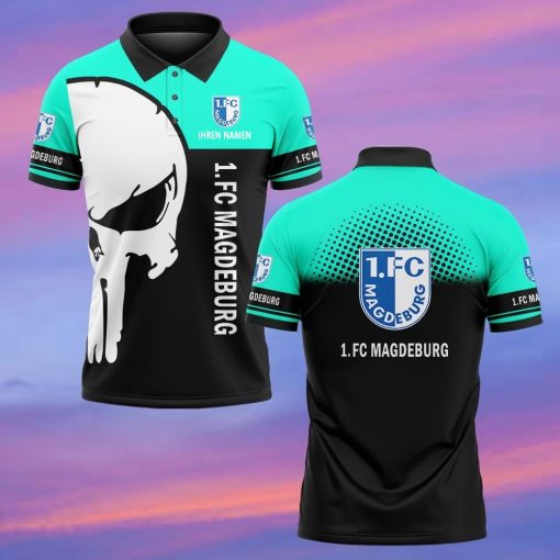 1. FC Magdeburg Individueller Name Premium Ausgabe Totenkopf Polo Hemd 1. FC Magdeburg Individueller Name Premium Ausgabe Totenkopf Polo Hemd