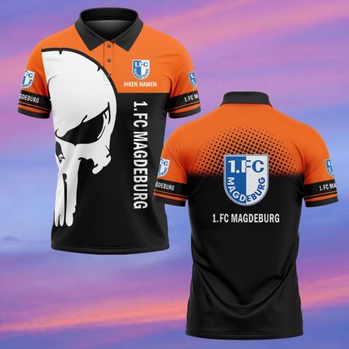 1. FC Magdeburg Individueller Name Premium Ausgabe Totenkopf Polo Hemd 1. FC Magdeburg Individueller Name Premium Ausgabe Totenkopf Polo Hemd