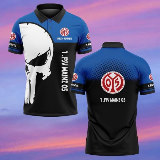 1. FSV Mainz 05 Individueller Name Premium Ausgabe Totenkopf Polo Hemd