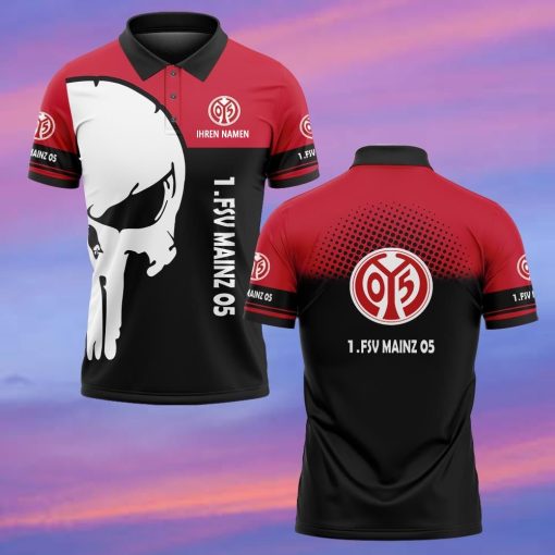 1. FSV Mainz 05 Individueller Name Premium Ausgabe Totenkopf Polo Hemd