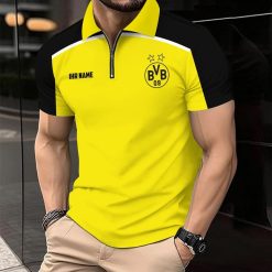 Borussia Dortmund Individueller Name Modernes Sport – Reißverschluss Poloshirt