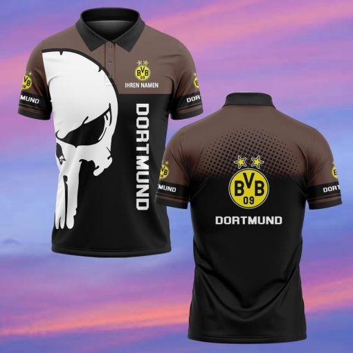 Borussia Dortmund Individueller Name Premium Ausgabe Totenkopf Polo Hemd