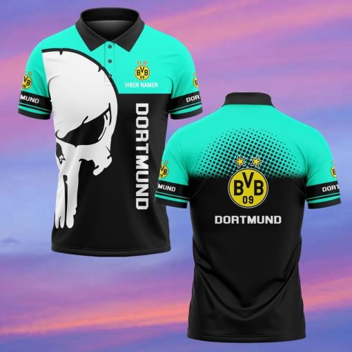 Borussia Dortmund Individueller Name Premium Ausgabe Totenkopf Polo Hemd