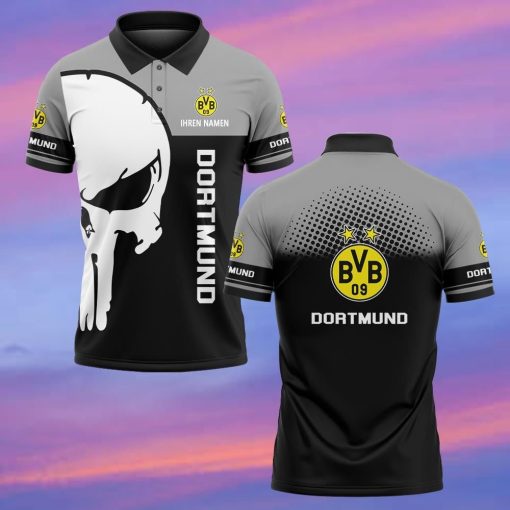 Borussia Dortmund Individueller Name Premium Ausgabe Totenkopf Polo Hemd