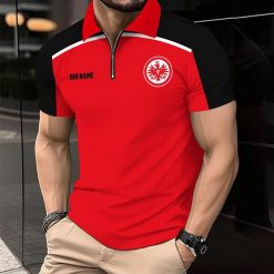 Eintracht Frankfurt Individueller Name Modernes Sport – Reißverschluss Poloshirt