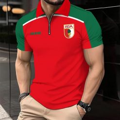 FC Augsburg Individueller Name Modernes Sport – Reißverschluss Poloshirt
