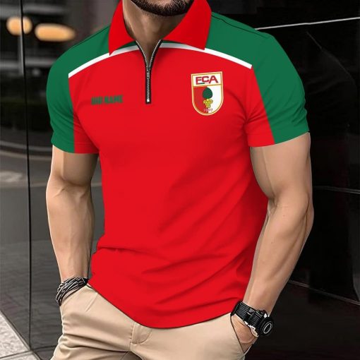 FC Augsburg Individueller Name Modernes Sport – Reißverschluss Poloshirt