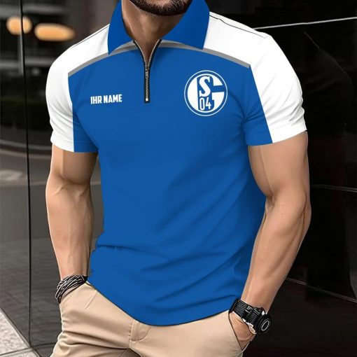 FC Schalke 04 Individueller Name Modernes Sport – Reißverschluss Poloshirt