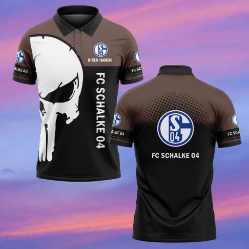 FC Schalke 04 Individueller Name Premium Ausgabe Totenkopf Polo Hemd FC Schalke 04 Individueller Name Premium Ausgabe Totenkopf Polo Hemd