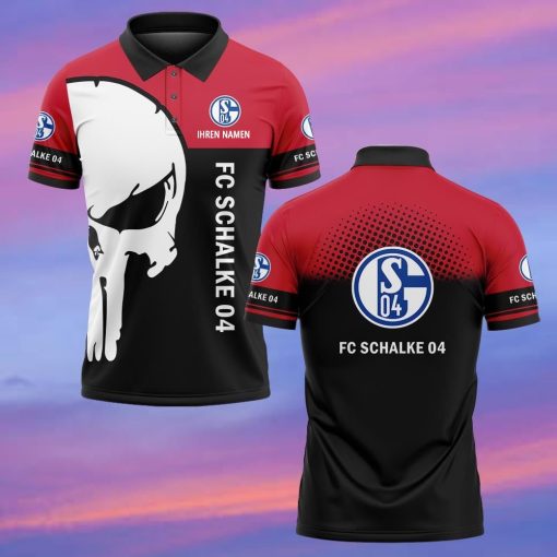 FC Schalke 04 Individueller Name Premium Ausgabe Totenkopf Polo Hemd FC Schalke 04 Individueller Name Premium Ausgabe Totenkopf Polo Hemd
