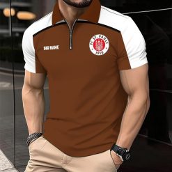FC St. Pauli Individueller Name Modernes Sport – Reißverschluss Poloshirt