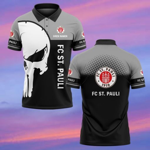 FC St. Pauli Individueller Name Premium Ausgabe Totenkopf Polo Hemd