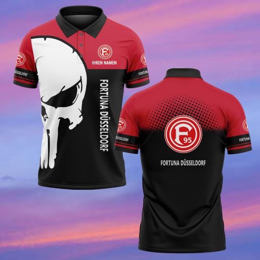 Fortuna Düsseldorf Individueller Name Premium Ausgabe Totenkopf Polo Hemd
