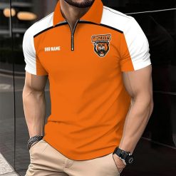 Grizzlys Wolfsburg Individueller Name Modernes Sport – Reißverschluss Poloshirt
