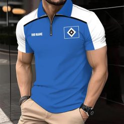 Hamburger SV Individueller Name Modernes Sport – Reißverschluss Poloshirt